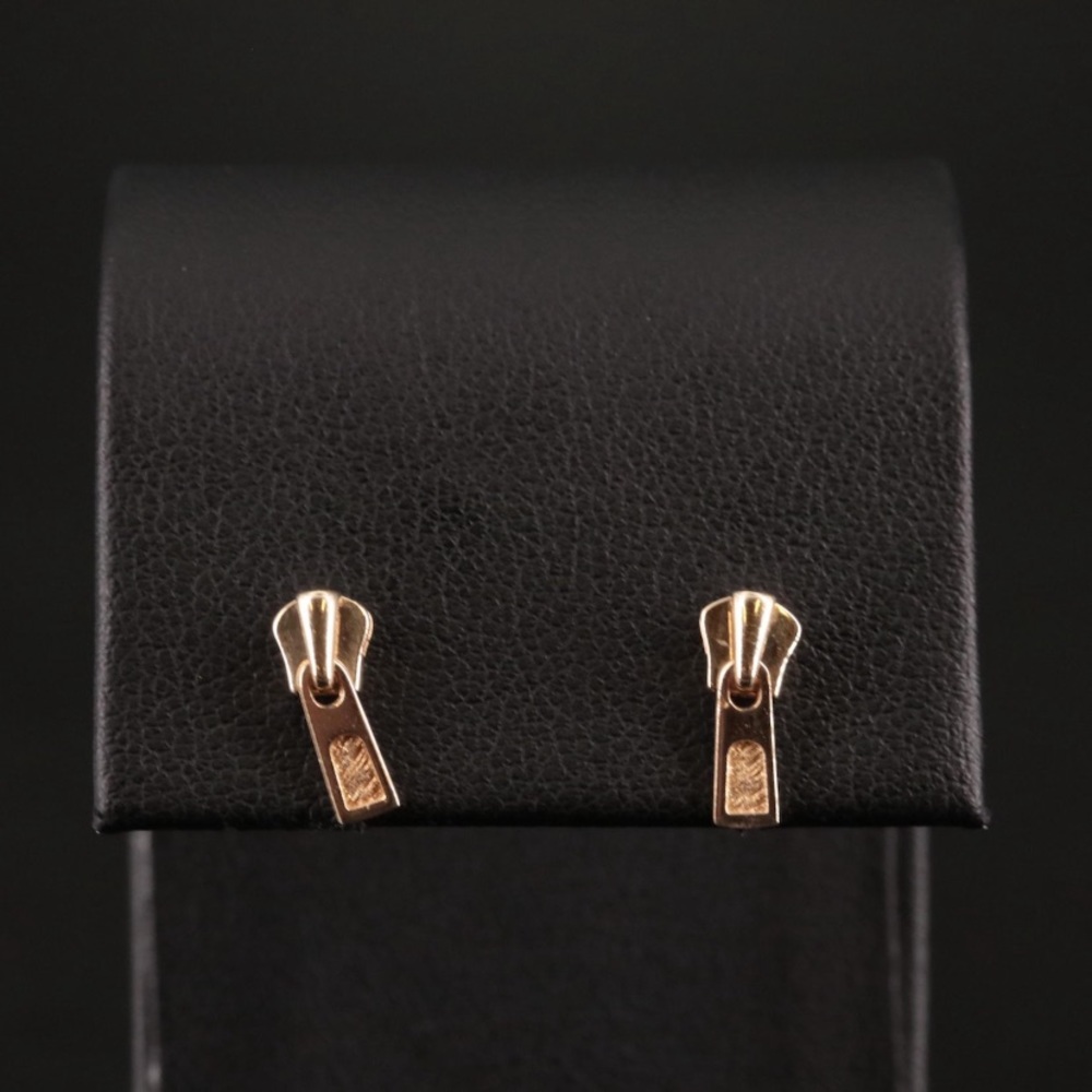 14k solid gold zipper earrings